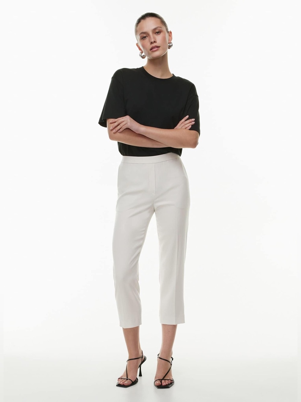 NWT Aritzia Babaton Conan Cropped Crepe Pants White Size 8